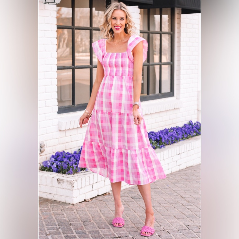 Buddy Love Pink Gingham Midi Dress